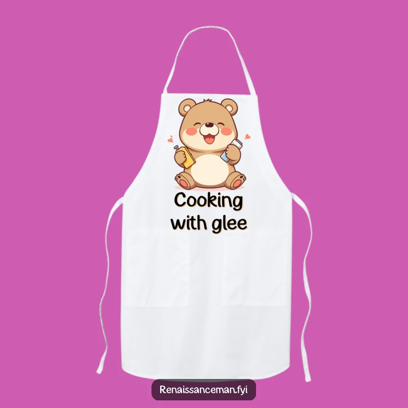 Funny Bear Apron: Giggling Chef Demonstrates, Kitchen Gift!