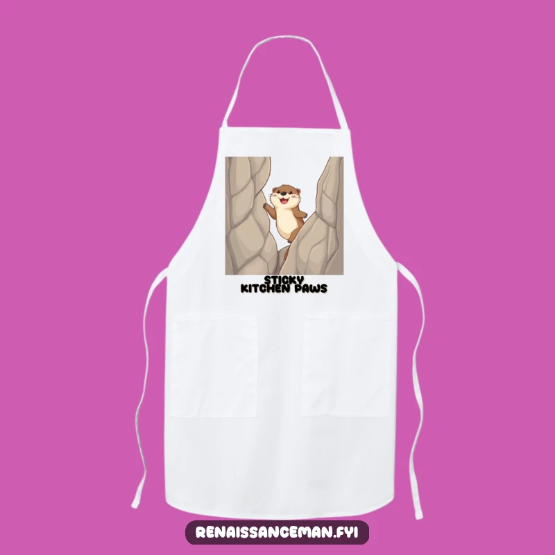 Add some adventurous spirit to your kitchen with this funny otter apron! A happy otter scaling a cliff.