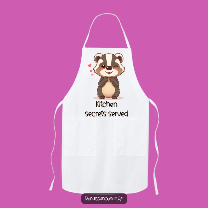 Cook up some laughs with this funny apron featuring a giggling badger. Perfect for the kitchen comedian.