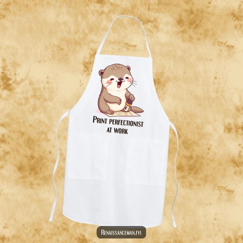 Funny otter stamping apron, practical kitchen or craft wear with a spirited otter design, making chores and creative projects more enjoyable, excellent gift.
