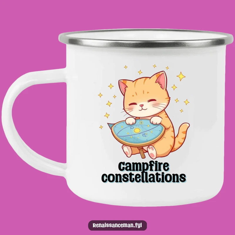 Durable Funny Cat Celestial Map Camping Mug: Your Cosmic Companion Outdoors!