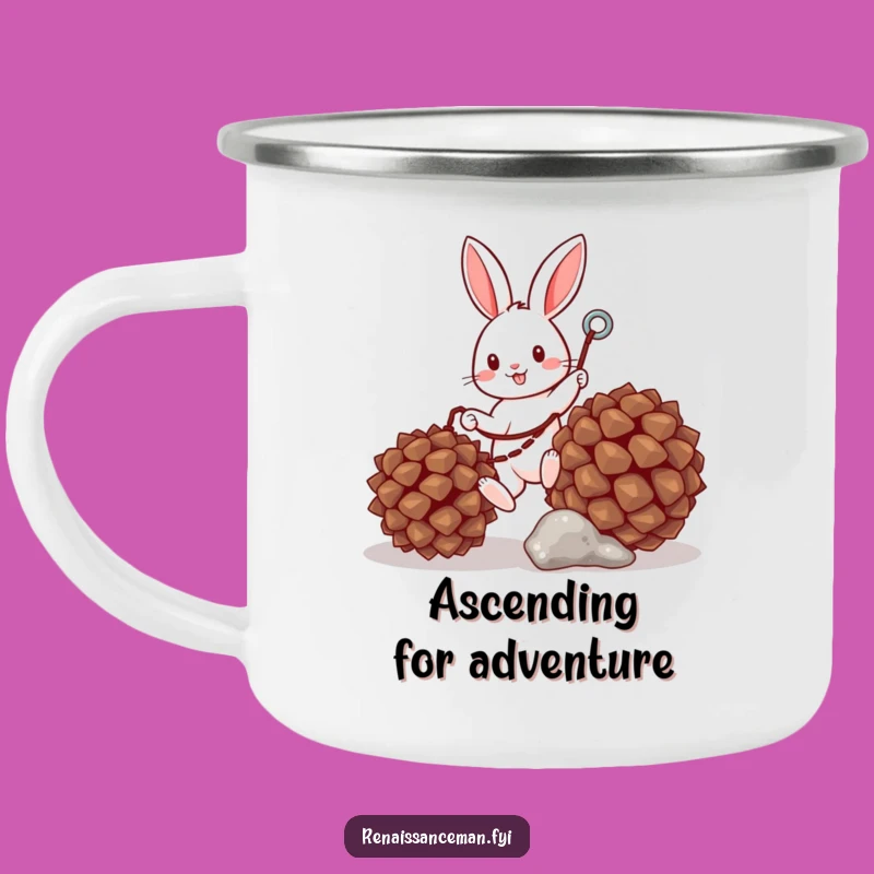 Funny Bunny Grappling Pinecone Camping Mug: Your Hilarious Adventure Companion for the Outdoors