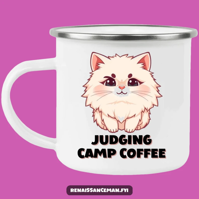 Funny Cat Camping Mug: Sass by the Campfire