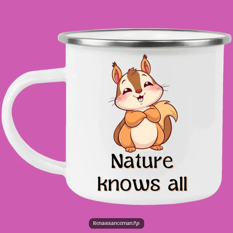 Enjoy your outdoor beverages with a dose of knowing humor from this funny squirrel camping mug. Perfect for the wise adventurer.