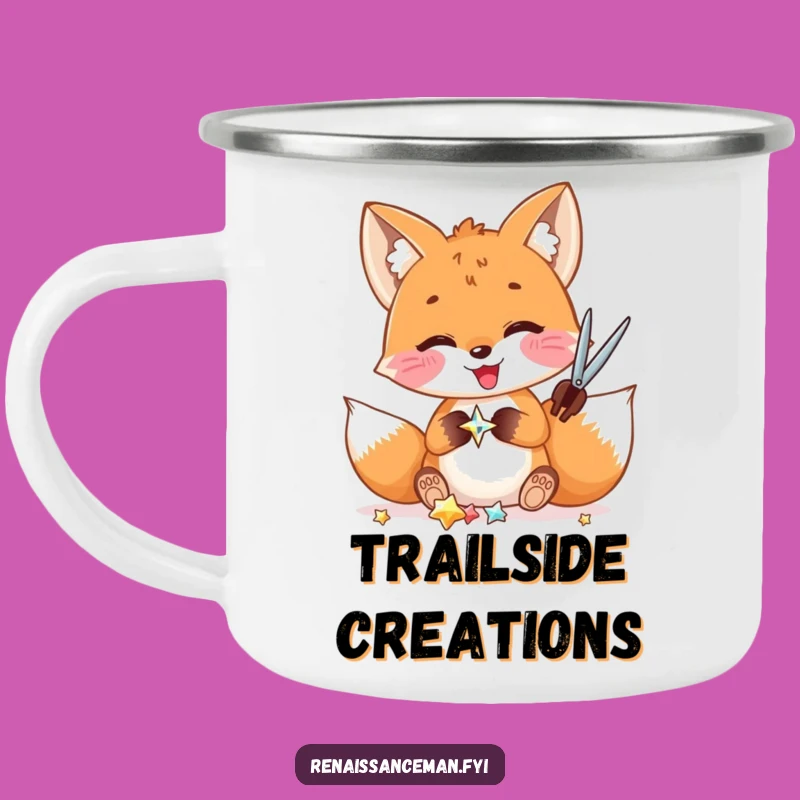 Funny Fox Crafting Camping Mug: Outdoor Delighted Fox Cutting Shiny Embellishments, Gift
