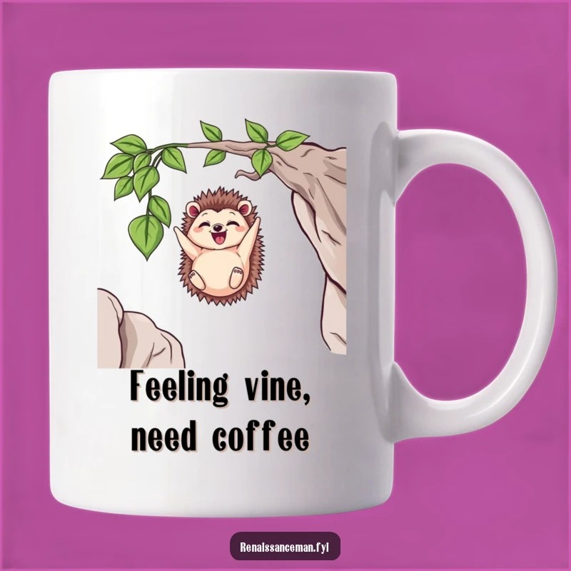 Funny Delighted Hedgehog Dangling Hilarious Mug - Perfect Funny Gift