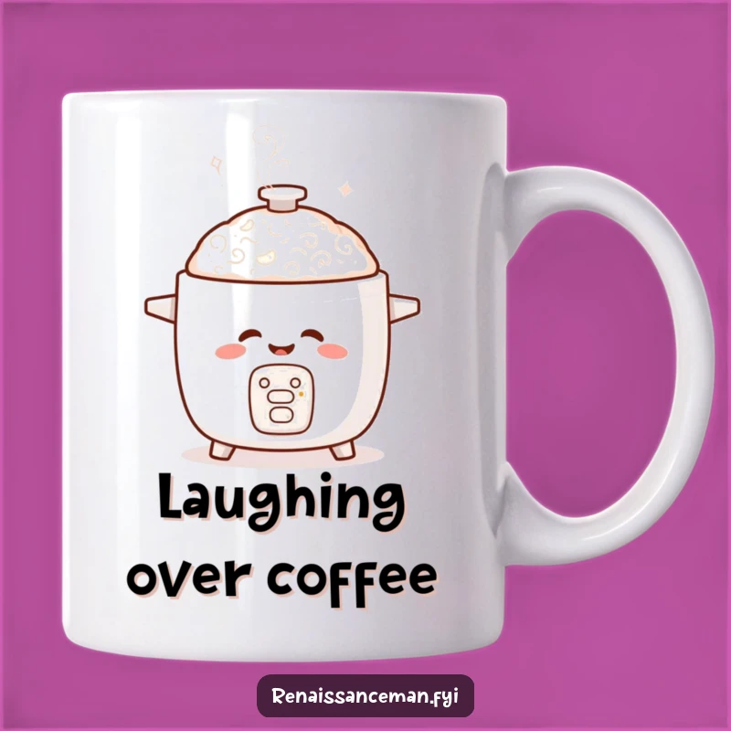 Funny Giggling Rice Cooker Mug: Playful Steam Swirls, Perfect Gift for Laughing Foodies