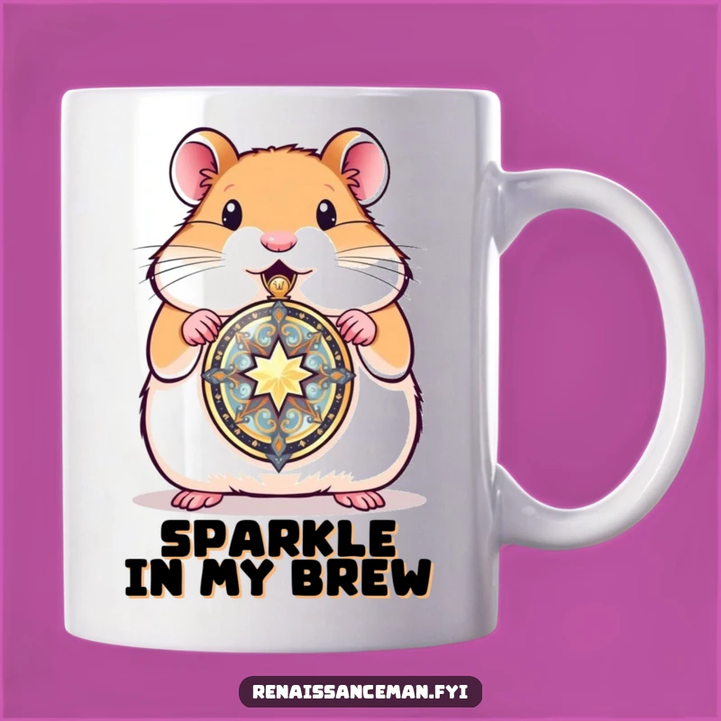 Celebrate precious moments with this proud hamster locket mug. A heartwarming design for your daily brew.