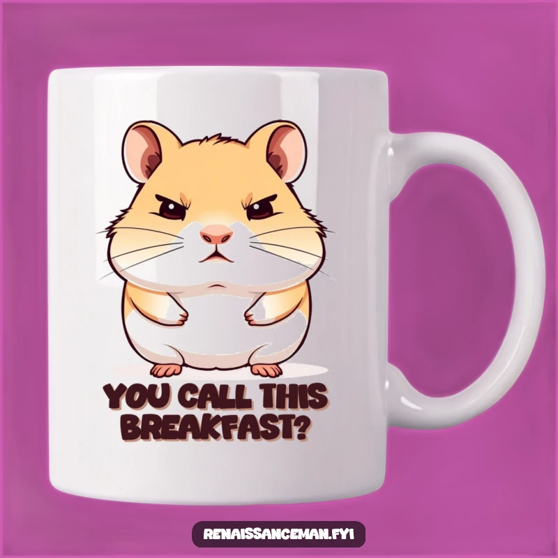 Start your day with a dose of hamster judgment with this funny mug. Perfect for anyone who understands the silent critique of small rodents.