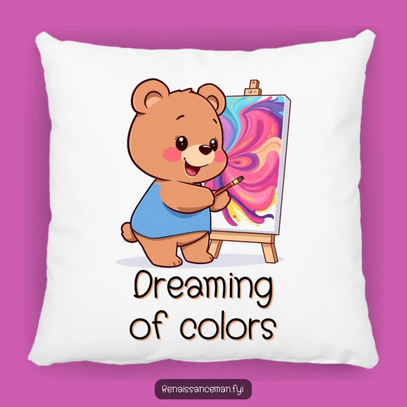 Comfortable Funny Bear Painting Pillow: Artistic Flair for Your Space