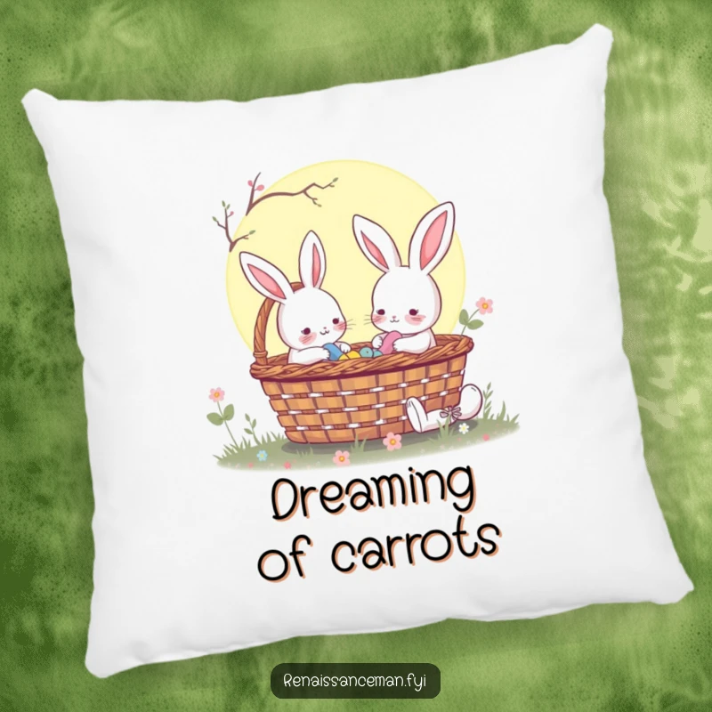 Funny rabbit sharing a moonlit picnic basket, providing soft comfort and a visual reminder of peaceful, magical nights.