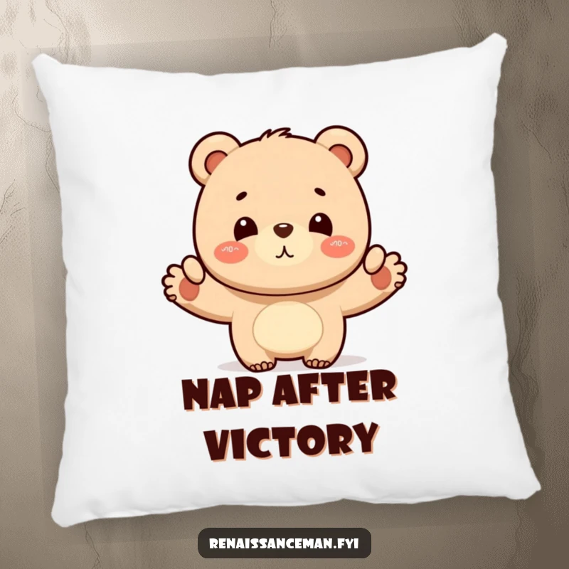 Funny bear layout pillow, a plush cushion featuring a proud bear’s satisfied nod, adding comfort and a touch of humor to any room, great gift.