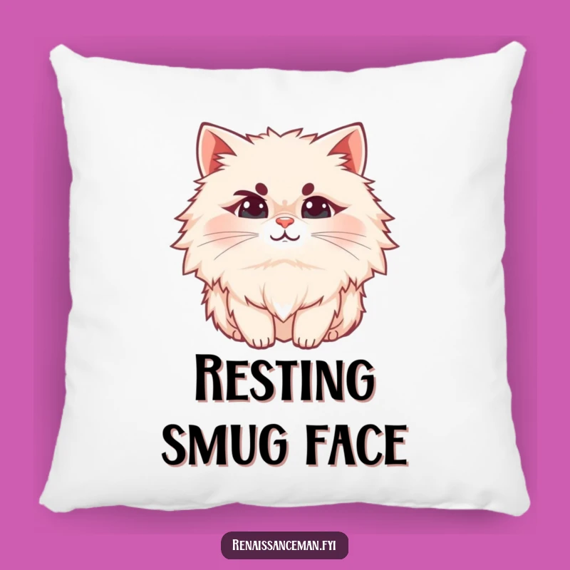 Funny Cat Pillow: Snuggle Up with Sarcastic Smirk Comfort