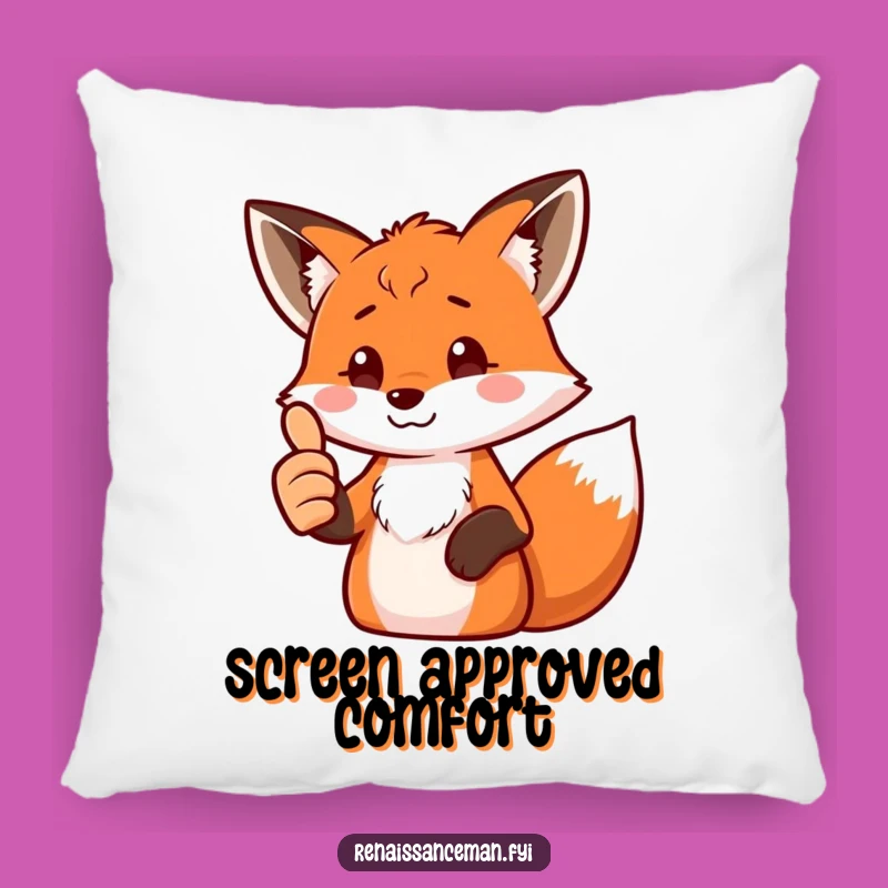 Funny Fox Thumbs Up Pillow: Cozy Comfort Meets Digital Humor