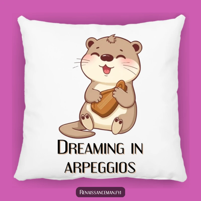 Drift off to sleep with the soothing melodies of this otter harp pillow. Perfect for adding comfort and charm to your room.