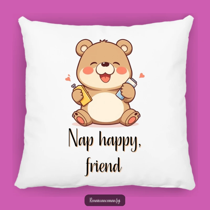 Funny Bear Pillow: Cozy Giggles and Happy Demos, Gift!
