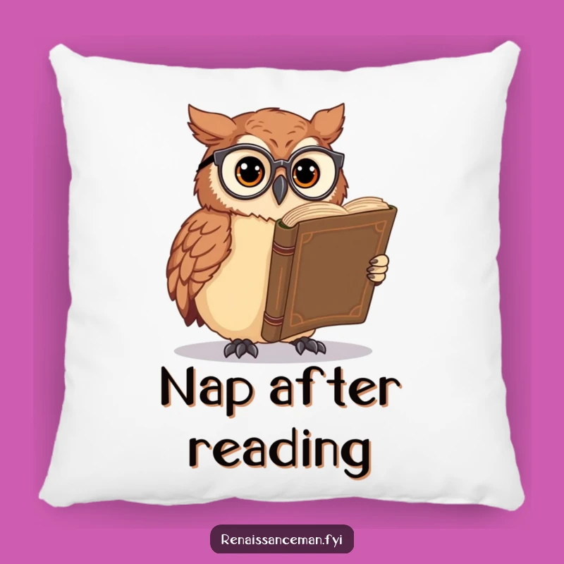 Add a touch of scholarly comfort to your favorite reading nook with this funny owl pillow. Soft, cozy, and full of wisdom.