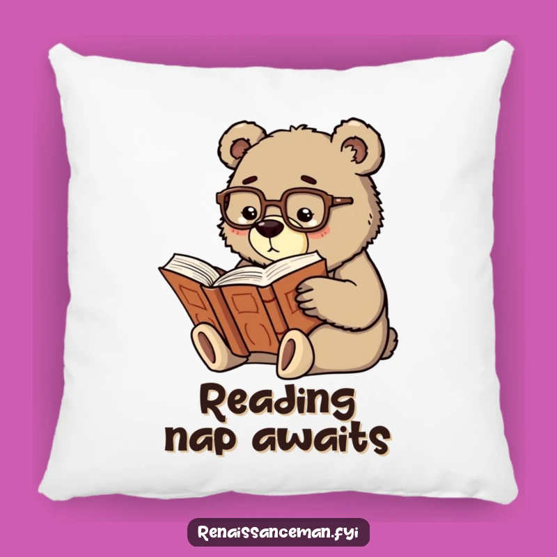 Cozy Funny Scholarly Bear Pillow - Snuggle Up with Wisdom!