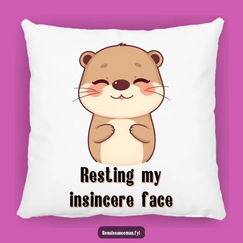 Add a touch of playful irony to your lounging with this funny otter pillow, featuring a sly wink. Perfect for a chuckle.