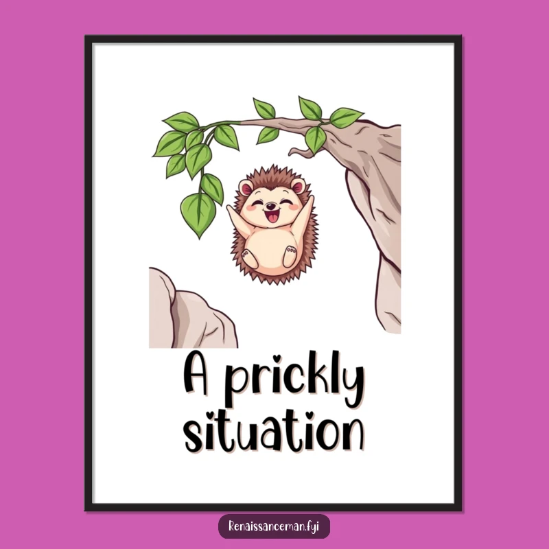 Funny Delighted Hedgehog Dangling Digital Art - Instant Funny Gift