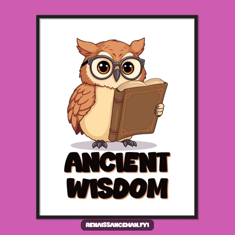 Instantly download and print this funny owl digital art, bringing scholarly wisdom and whimsical charm to any room. A delightful piece for book lovers.