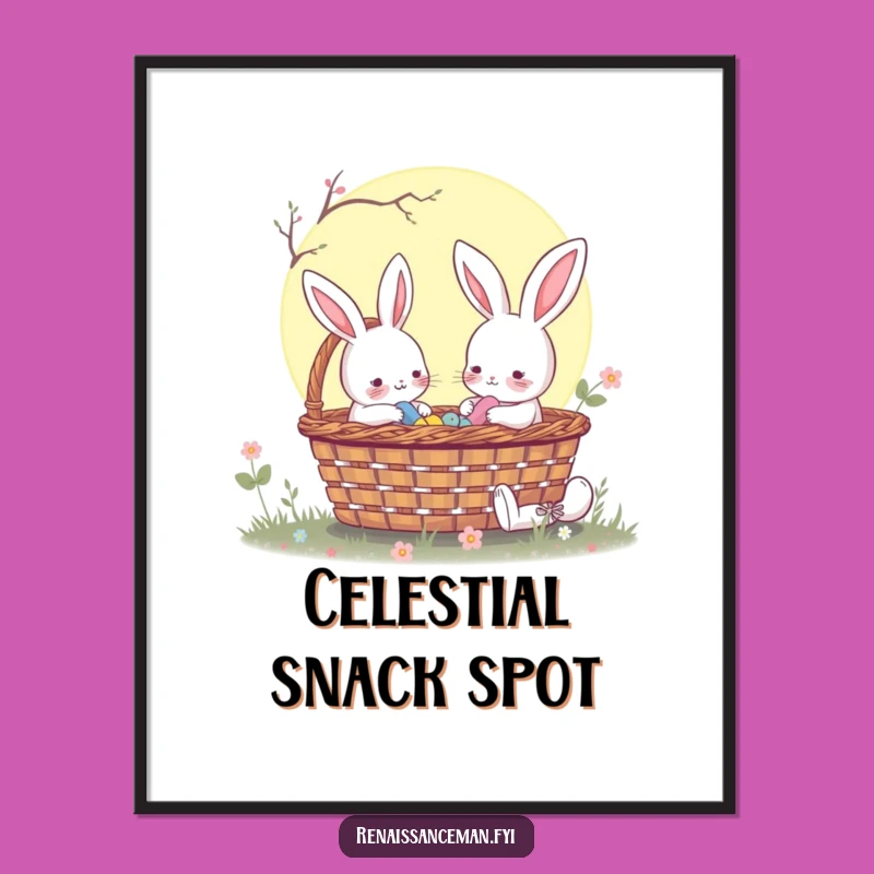 Download and print this enchanting rabbit picnic artwork instantly. Add a touch of magic and serenity to your digital space.