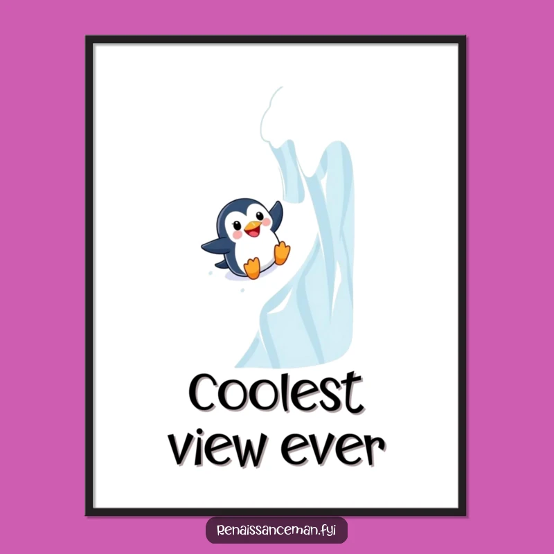 Instantly download this funny digital art print of a penguin sliding with joy. Perfect for adding cool, humorous decor.