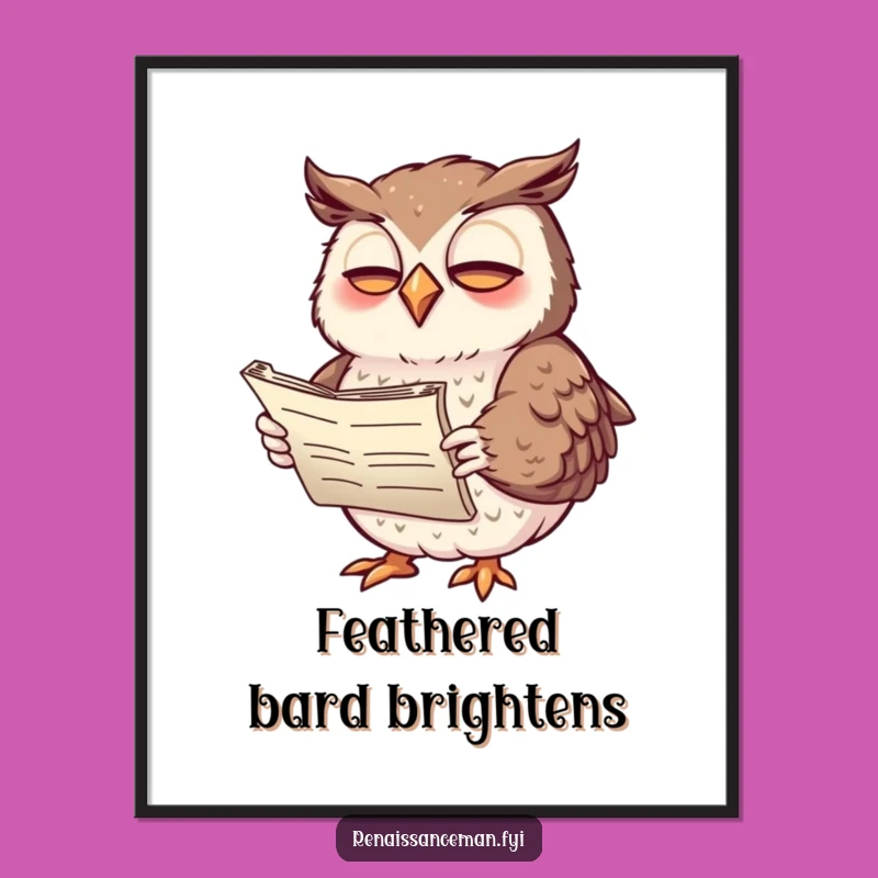Funny Giggling Owl Poetry Digital Art: Instant Download of Literary Humor and Expressive Design