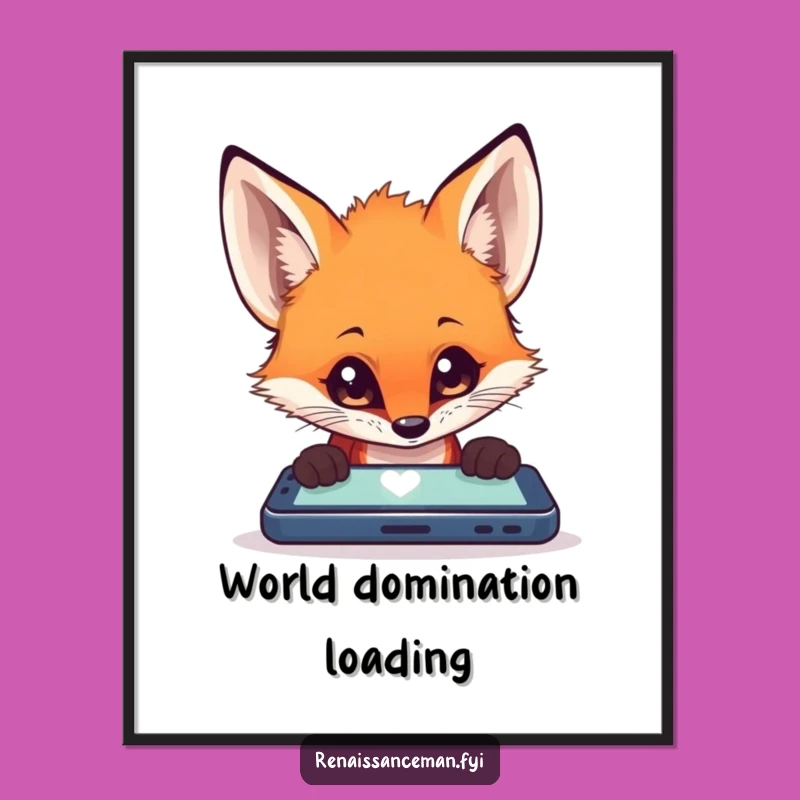 Funny Fox Digital Connection Art Print: Inject Humor into Your Decor