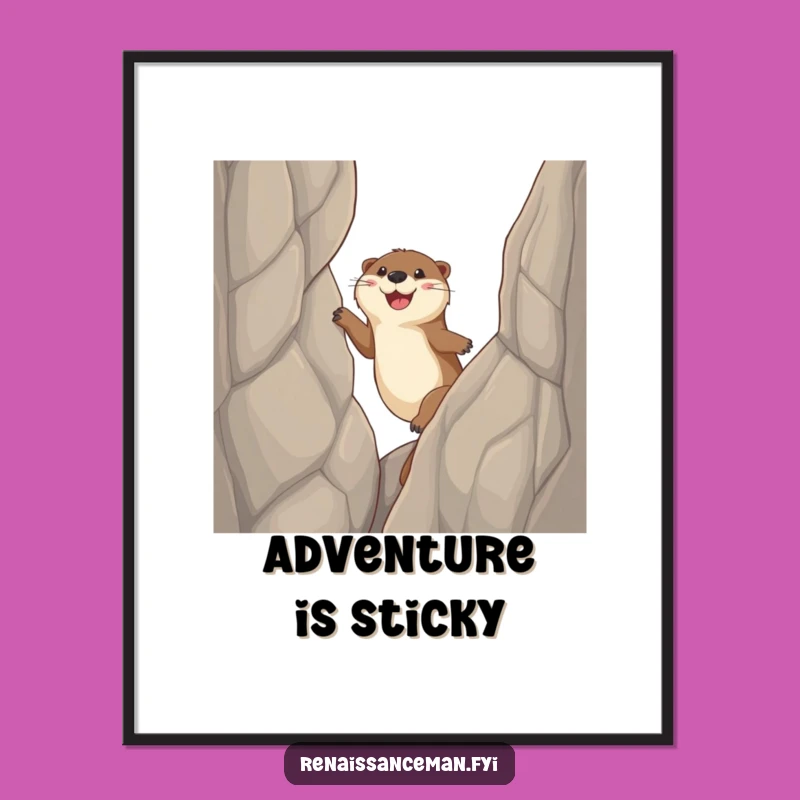 Download and display this funny otter digital art! A happy otter scaling a sheer cliff.