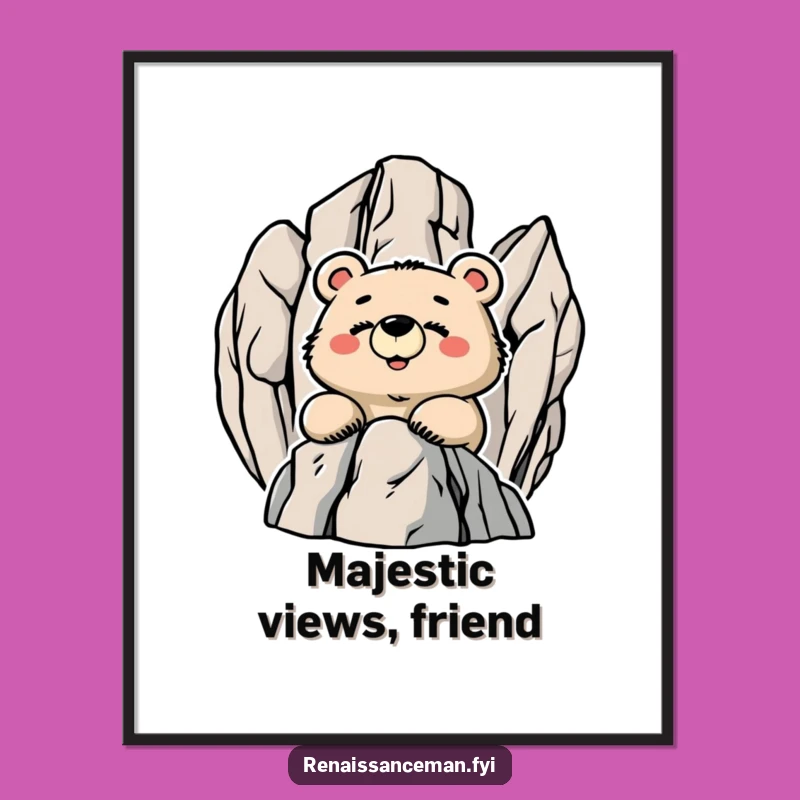 Funny Proud Bear Summit Digital Art - Instant Funny Gift Download