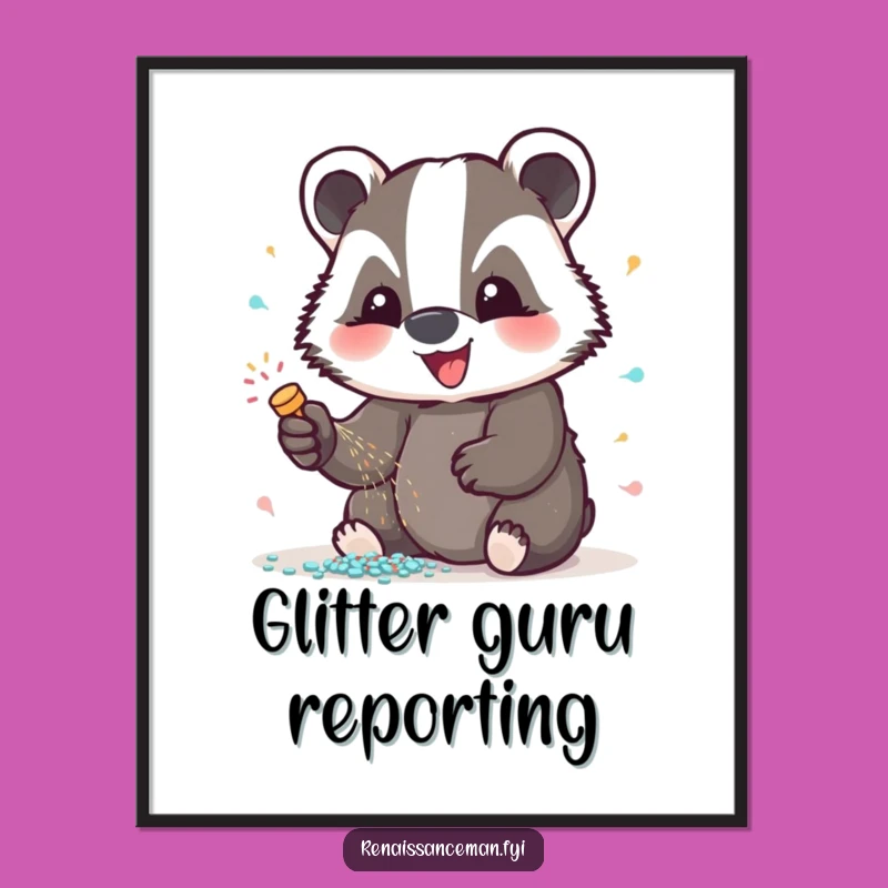 Funny Badger Glitter Digital Art: Instant Sparkle, Perfect Decorative Gift