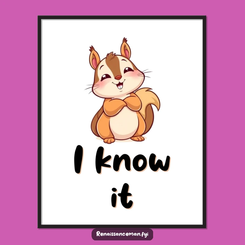 Funny Squirrel Knows All Digital Art: Instant Download of Wise Decor