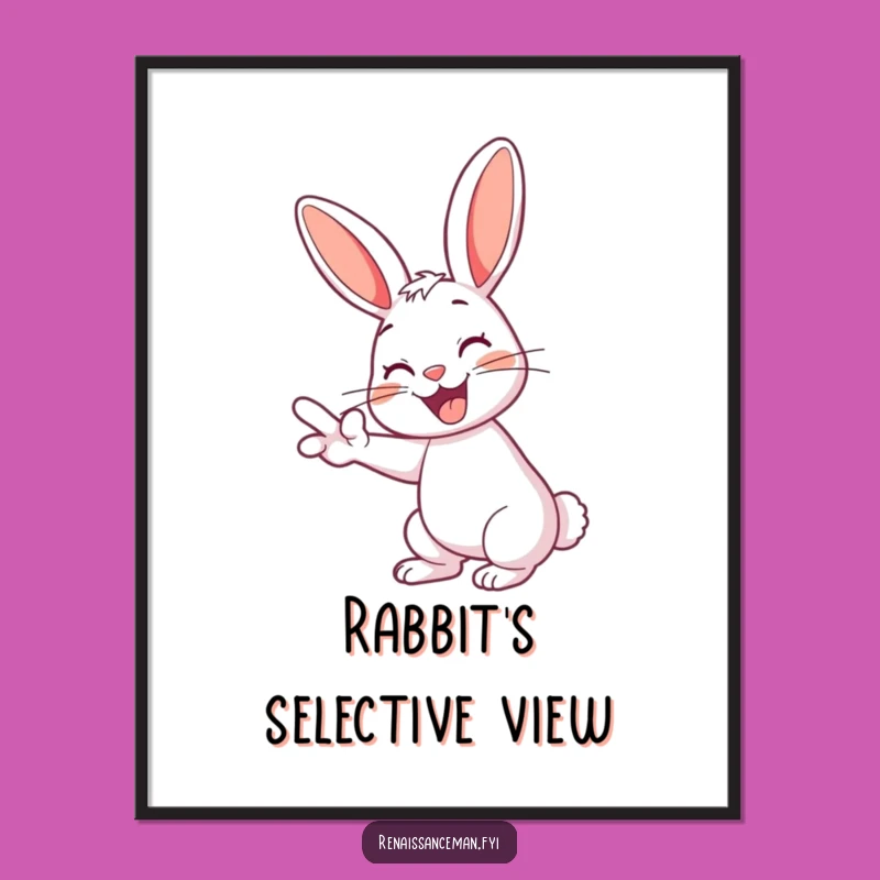 Funny Rabbit Digital Print: Playful Swiping Art for Instant Smiles