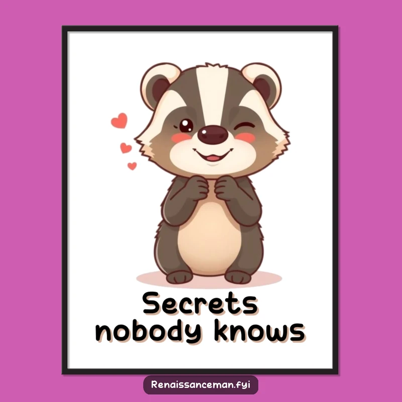 Instantly download and print this funny art of a giggling badger sharing secrets. A quick and easy way to add humor to your space.