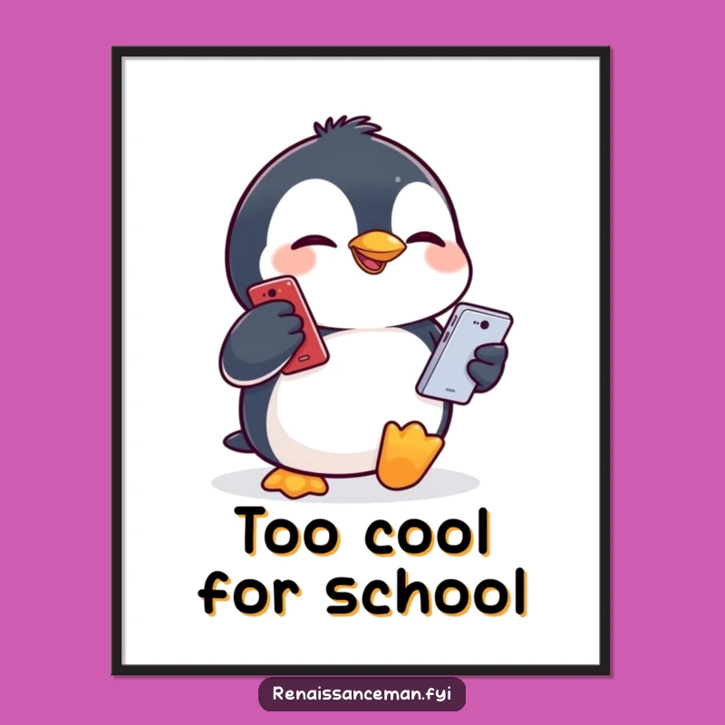 Funny Penguin Selfie Art Print: Decorate with Digital Comedy