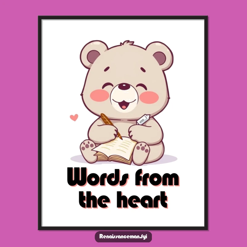 Funny Bear Digital Art - Heartfelt Poem Laughs, Perfect Gift Print