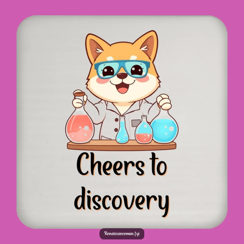 Funny Shiba Inu Science Coaster: Protect Your Surfaces with Canine Smarts and Lab Style