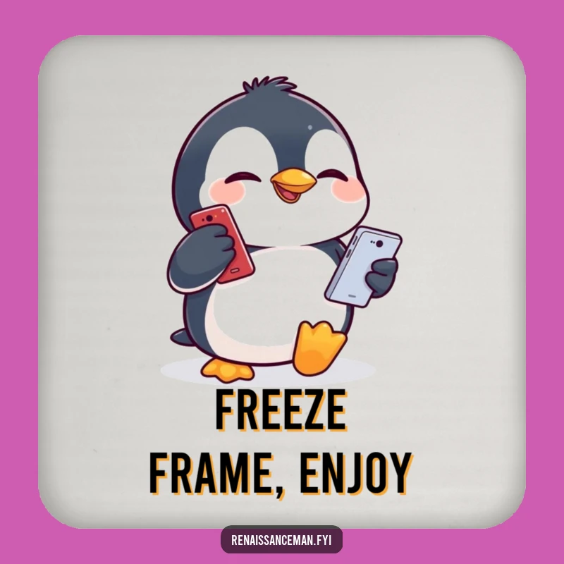 Funny Penguin Face Coaster: Protect Surfaces with Humor