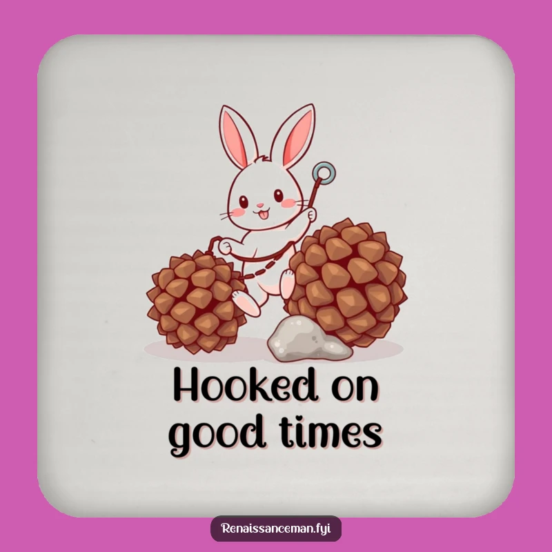 Funny Bunny Grappling Pinecone Drink Coaster: Protect Surfaces with Hilarious Adventure Style