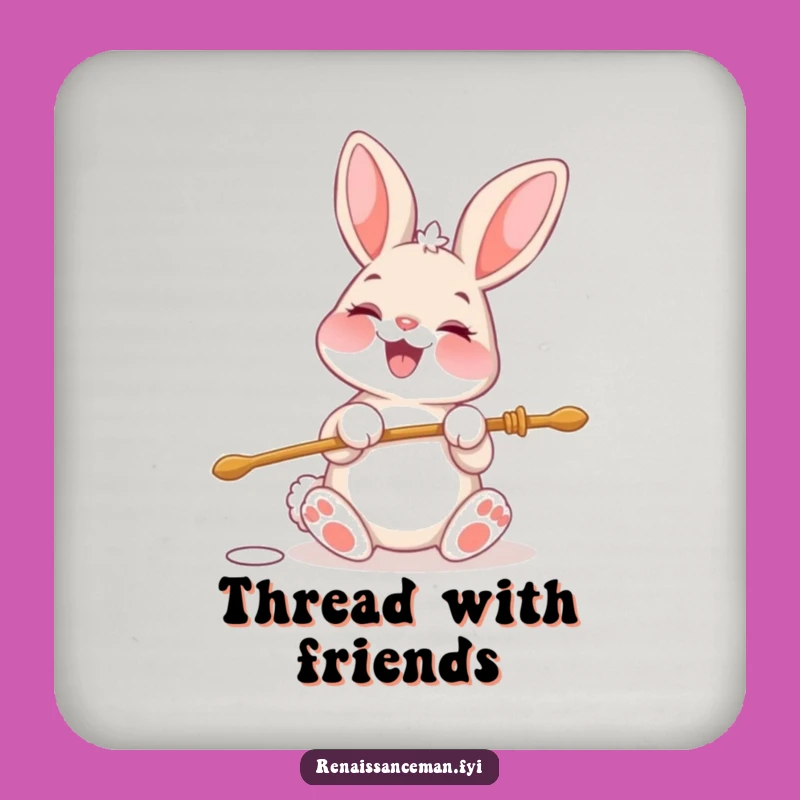 Funny Bunny Needle Threading Drink Coaster: Protect Surfaces with Precise Humor