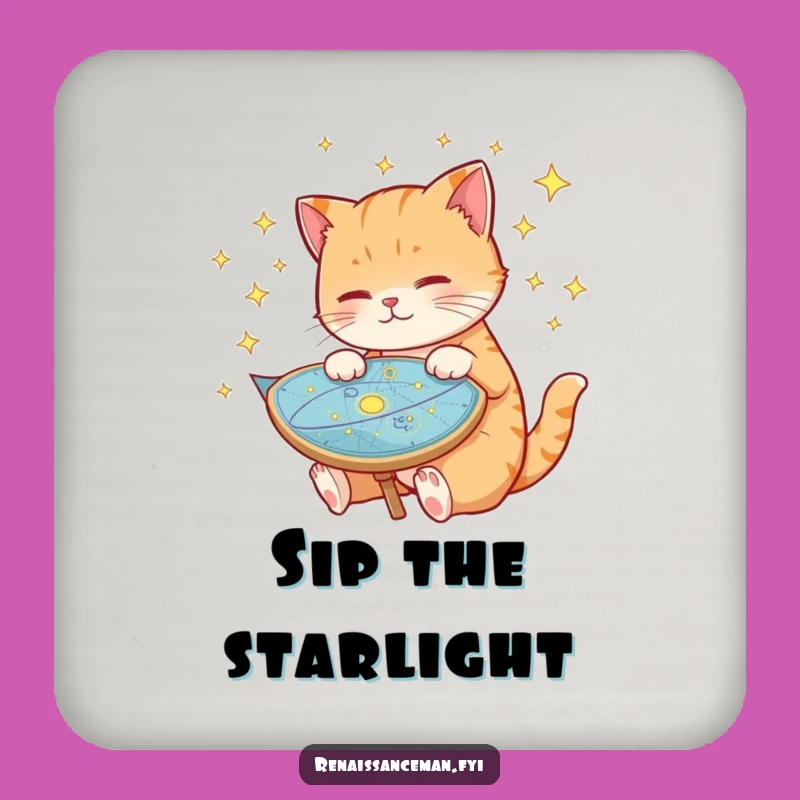 Funny Cat Celestial Map Drink Coasters: Protect Your Table from Cosmic Spills!