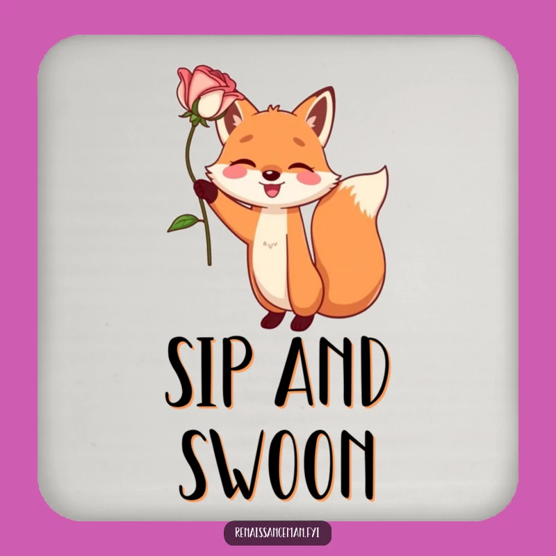 Funny Fox Coaster - Dramatic Rose Protection, Hilarious Gift