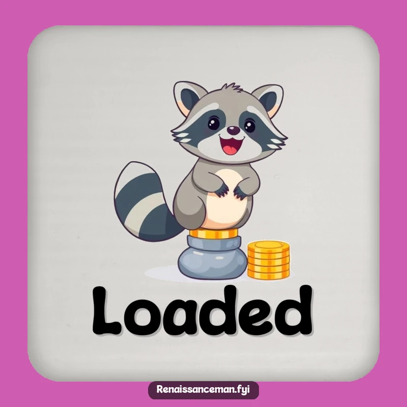 Funny Raccoon Coin Coaster: Protect Tables Hilariously with This Lucky Charm