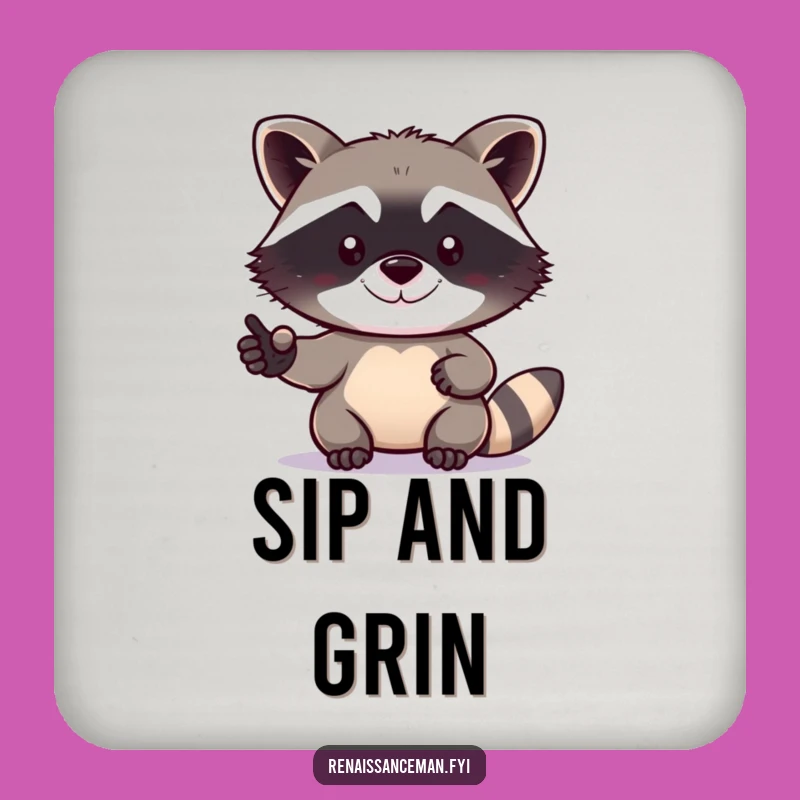 Funny Raccoon Selfie Coaster: Add Charm to Your Drink Station