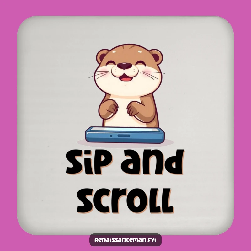 Funny Otter Coaster: Protect Surfaces with Joyful Scrolling Flair