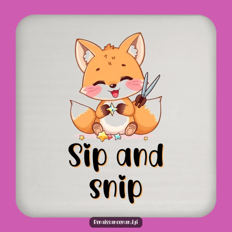 Funny Fox Crafting Drink Coaster: Delighted Fox Cutting Shiny Embellishments, Protect Gift