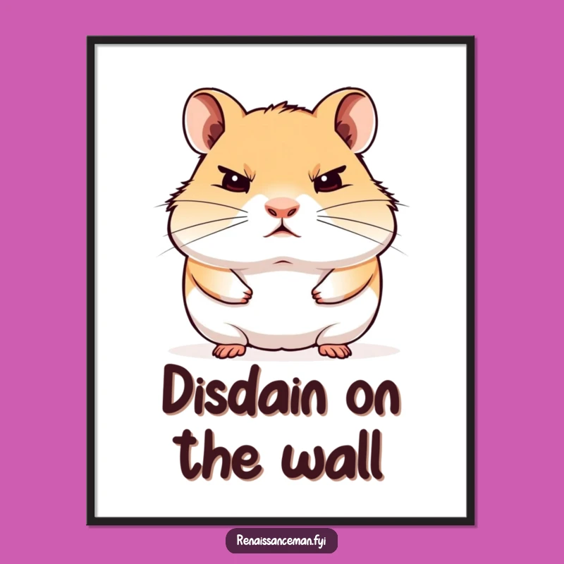 Add a touch of unimpressed art to your walls with this funny hamster poster. Perfect for those who appreciate subtle disdain.