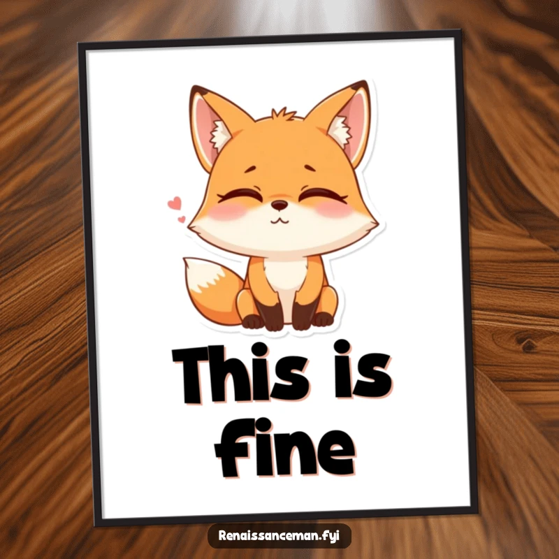 Funny poster art of a playful fox rolling its eyes with a tiny sigh and a smile, adding sarcastic flair.