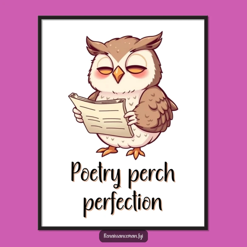 Funny Giggling Owl Poetry Poster: Bring Literary Humor and Expressive Art to Your Walls